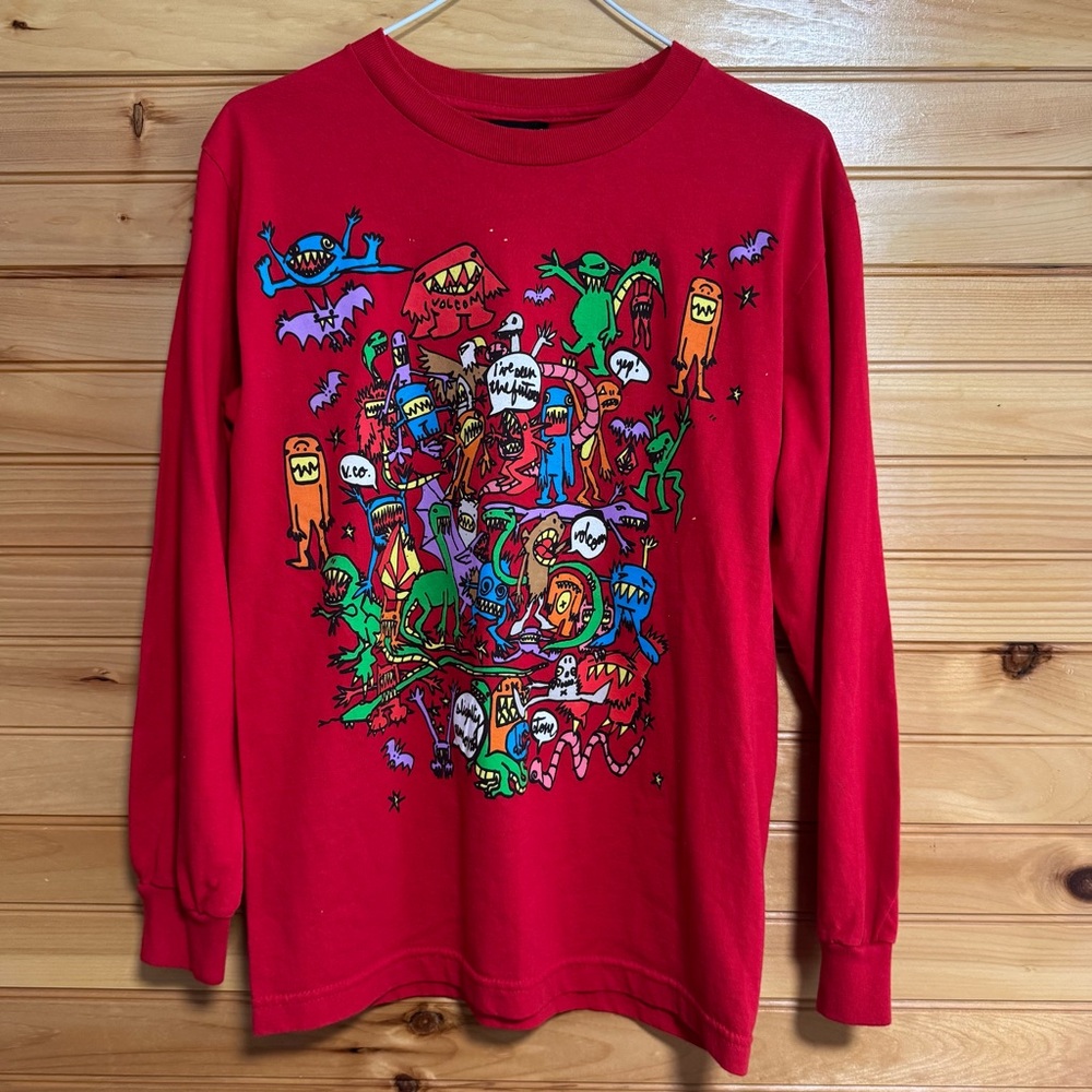 Volcom Monsters Red Long Sleeve Shirt Small